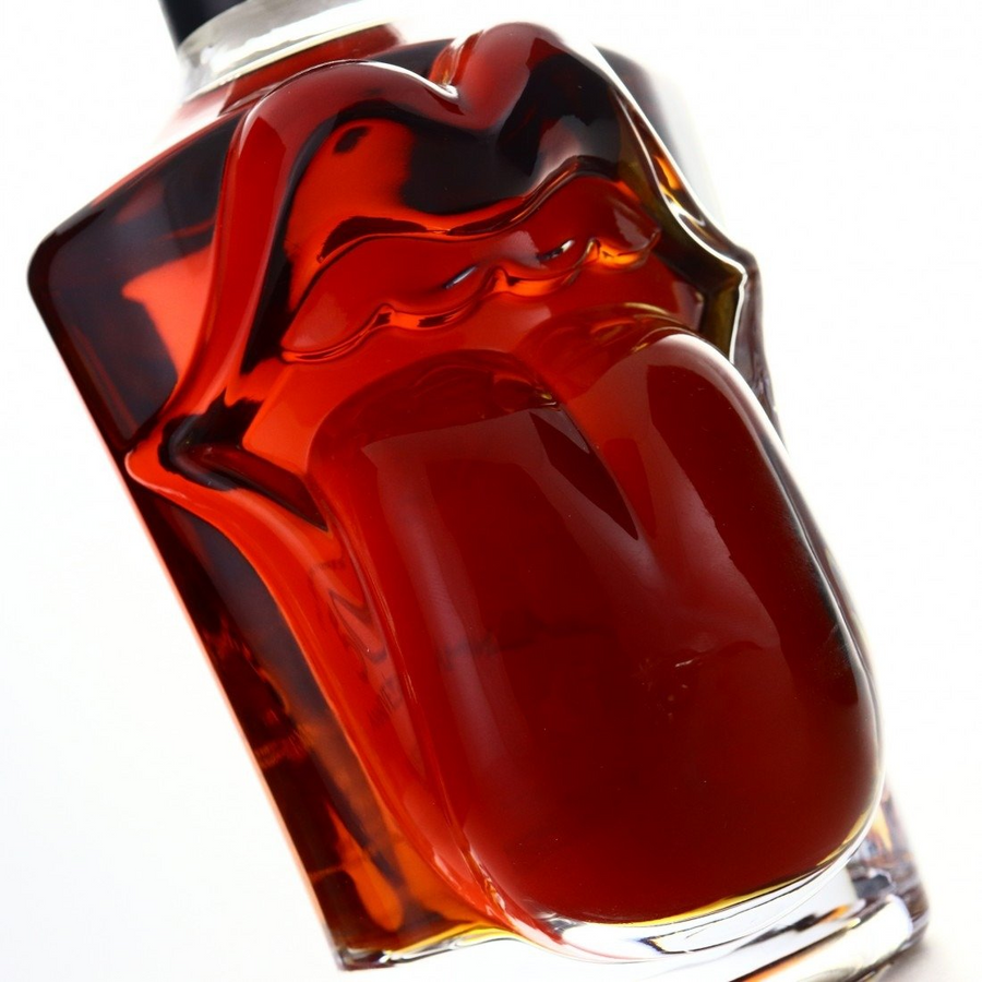 Close up of tongue shaped bottle design