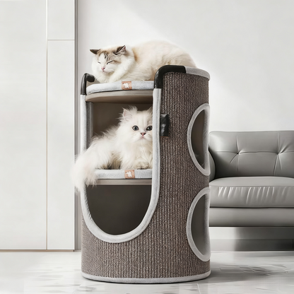 🐾Sisal Bucket Cat Scratching Board, 2-in-1 Cat Climbing Frame And Cat Bed